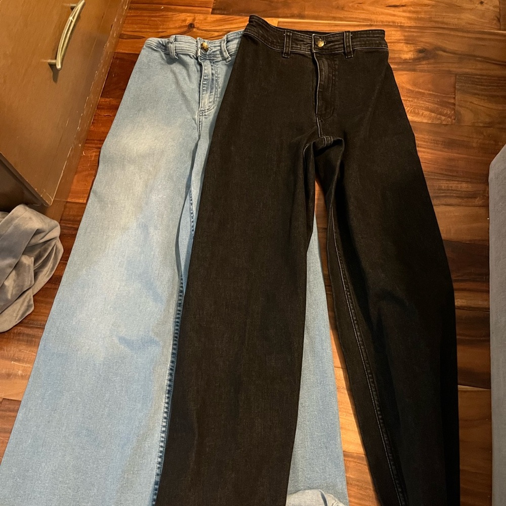 Billabong Black and Light Blue Flare & Wide Leg Jeans
